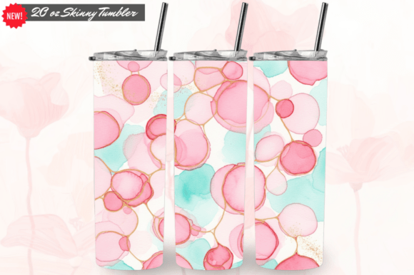 Abstract Pink with Gold Skinny Tumbler