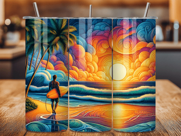 Abstract Surf Beach Sunset Tumbler Wrap