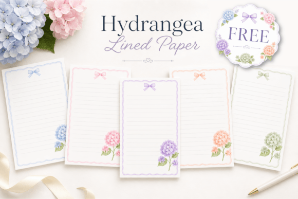 Add a Soft Floral Touch to Your Writing with Free Hydrangea Lined Paper Printable