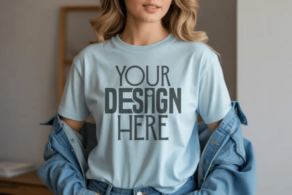 Bella Canvas 3001 Heather Ice Blue T-Shirt Mockup: A Premium Minimalist Design Tool for Creatives
