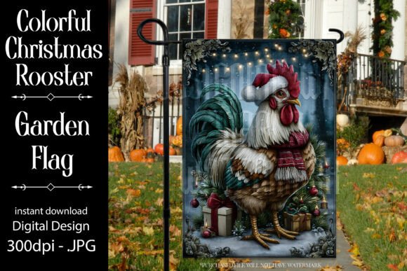 Christmas Rooster Garden Flag 37
