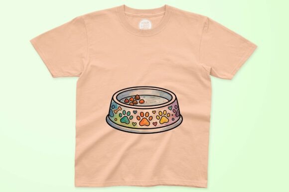 Colorful Dog Bowl with Paw Prints