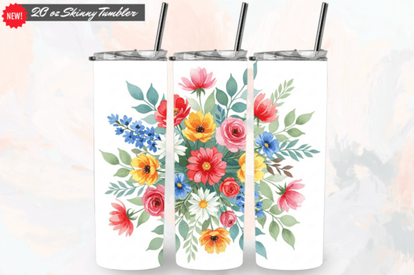Colorful Spring Florals Tumbler Wrap PNG