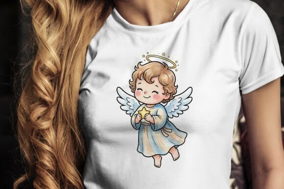 Cute Cartoon Cherub Angel Holding Golden