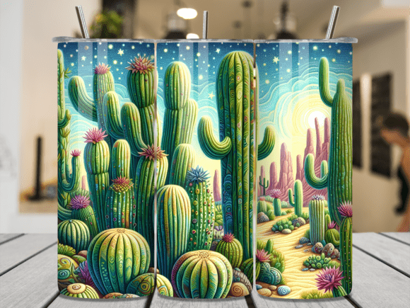 Desert Cactus Starry Night Tumbler Wrap
