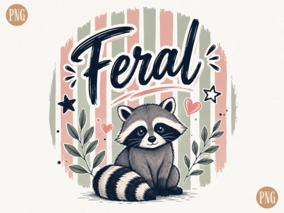Feral Cute Raccoon PNG Design Funny Wo