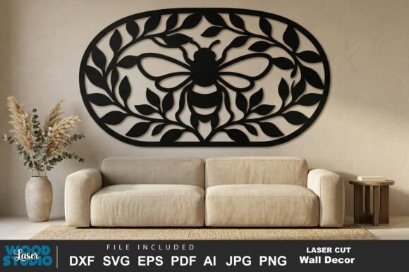 Floral Bee Laser Cut SVG File