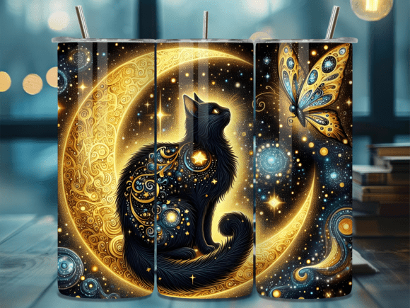 Golden Moon and Butterfly Tumbler Wrap