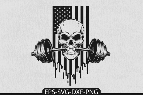 Gym Skull SVG 4th of July USA Design