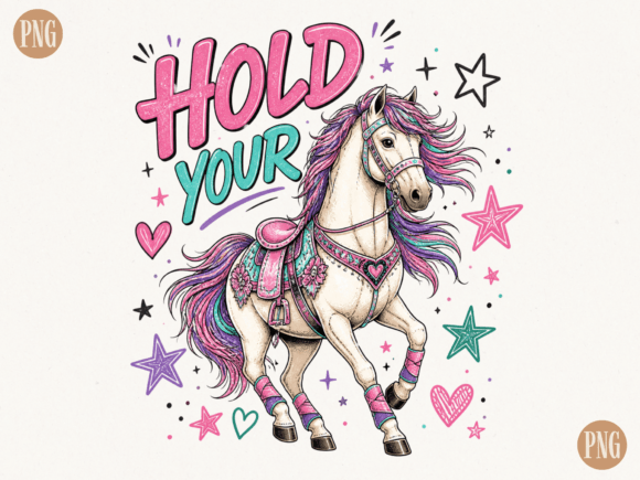 Hold Your Horses PNG – Cute Colorful Horse