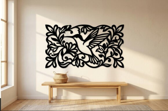 Hummingbird Flower Wall Art SVG