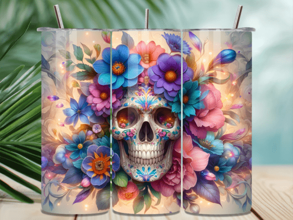 Pastel Boho Flower Sugar Skull Tumbler: A Strategic Design for Creative and Business Use
