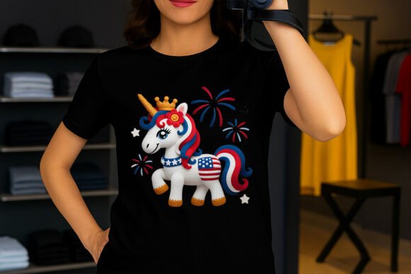 Patriotic Unicorn 4th July Design