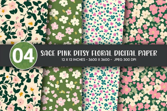 Sage Pink Ditsy Floral Digital Paper: A Versatile Resource for Creative Projects