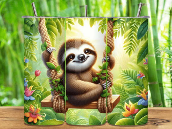 Sloth Swinging on Rope Tumbler Wrap