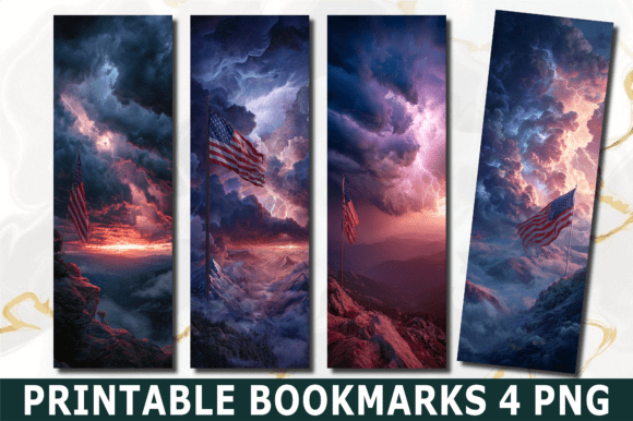 Sunset Clouds American Flag Bookmark