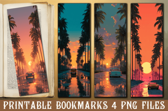 Sunset Palm Road Car Travel Bookmark