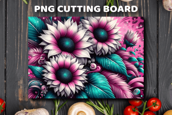 Teal and Pink Floral Cutting Board: A Versatile Design for Creative Kitchen Projects