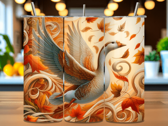 Vintage Autumn Goose Tumbler Wrap PNG: A Versatile Design for Creative Projects
