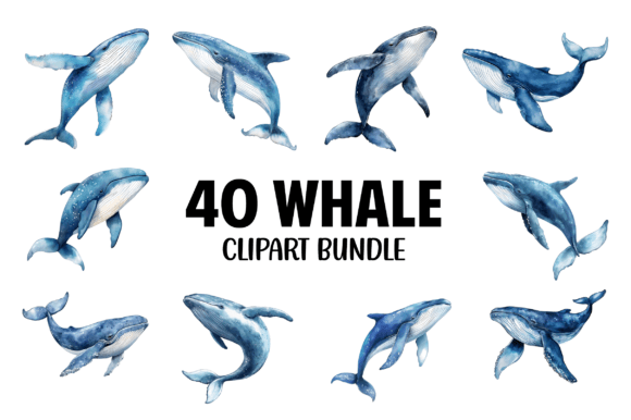 Whale Watercolor Clipart Bundle PNG: A Versatile Digital Asset for Creative Projects