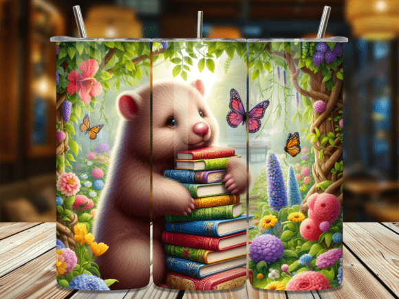 Wombat Reading Books Decor Tumbler Wrap